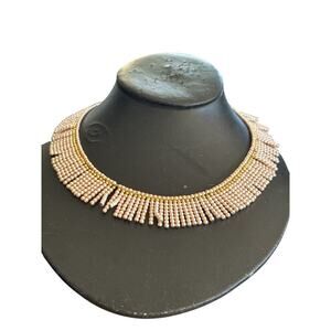 Napier 15” Beaded Droplet Choker Necklace Light Pink Gold Spacers